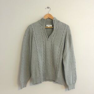 Men's Calvin Klein Size Large Grey Cable Knit Sweater